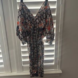 Orange and Navy Patterned Dress